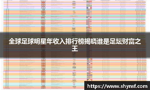 全球足球明星年收入排行榜揭晓谁是足坛财富之王
